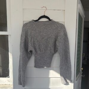 Forever 21 Gray Ribbed Crew Neck Sweater